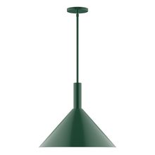 Montclair Light Works STGX467-42-L13 - 18" Stack Cone LED Stem Hung Pendant, Forest Green