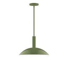 Montclair Light Works STGX476-22-L13 - 16" Stack Half Dome LED Stem Hung Pendant, Fern Green