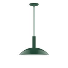 Montclair Light Works STGX476-42-L13 - 16" Stack Half Dome LED Stem Hung Pendant, Forest Green