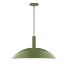 Montclair Light Works STGX477-22-L14 - 24" Stack Half Dome LED Stem Hung Pendant, Fern Green