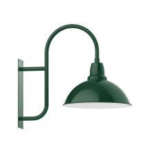 Montclair Light Works WMF109-42-W18-L13 - 18" Cafe shade LED Wall Mount sconce with wire grill, Forest Green