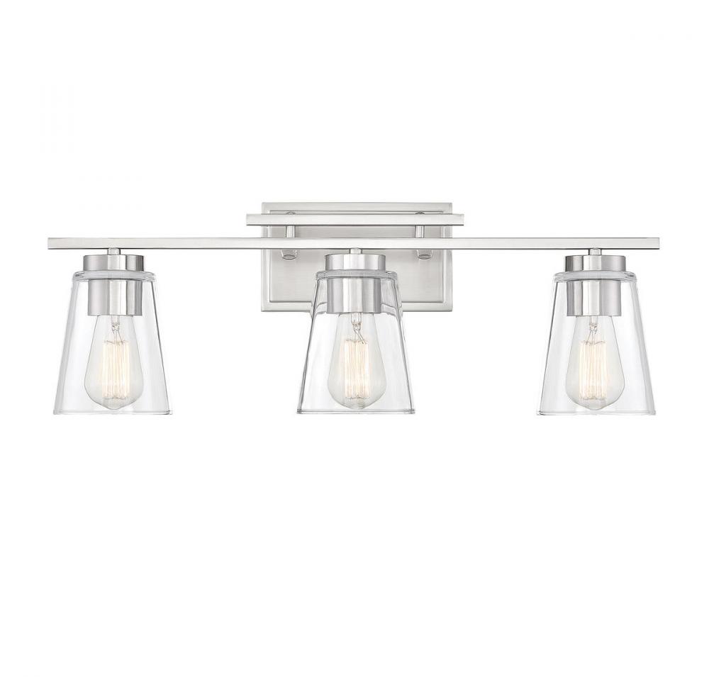 Calhoun 3-Light Bathroom Vanity Light in Satin Nickel