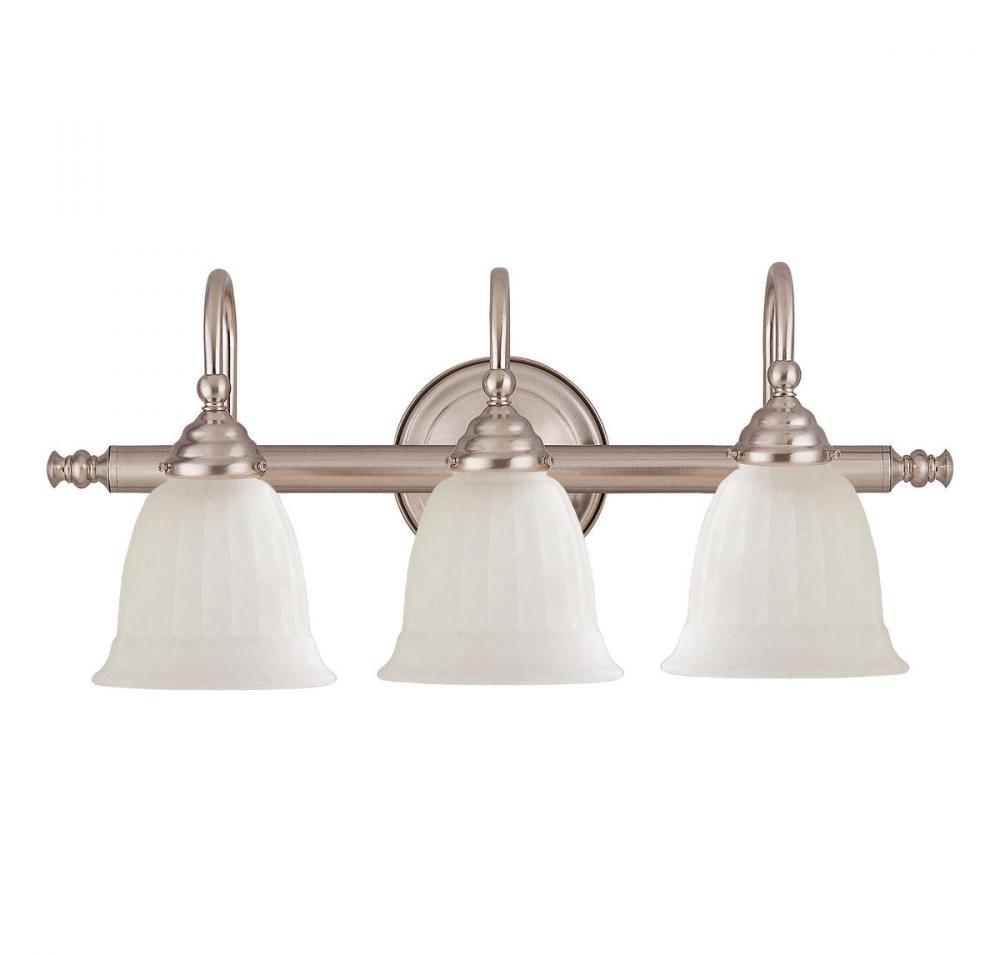 ***GLASS SOLD SEPARATELY***Brunswick 3-Light Bathroom Vanity Light in Satin Nickel