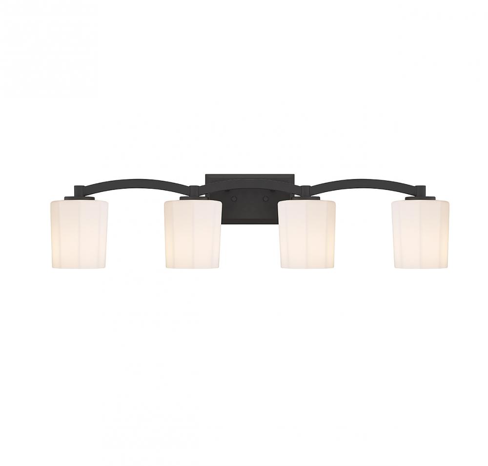 Whitney 4-Light Bathroom Vanity Light in Matte Black