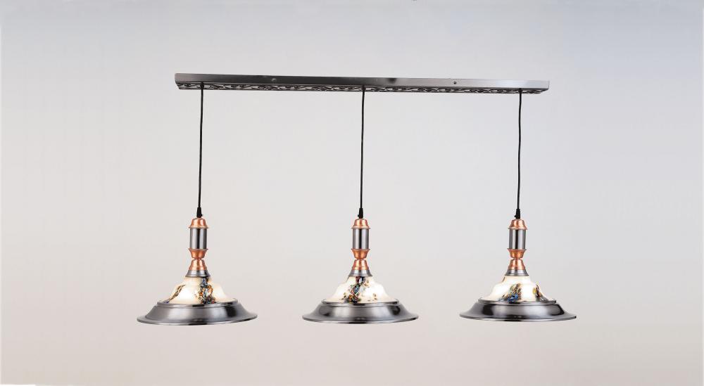 Three Light Nickel Pool Table Light