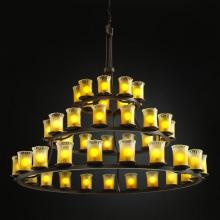 Justice Design Group GLA-8714-16-WTFR-DBRZ - Dakota 45-Light 3-Tier Ring Chandelier