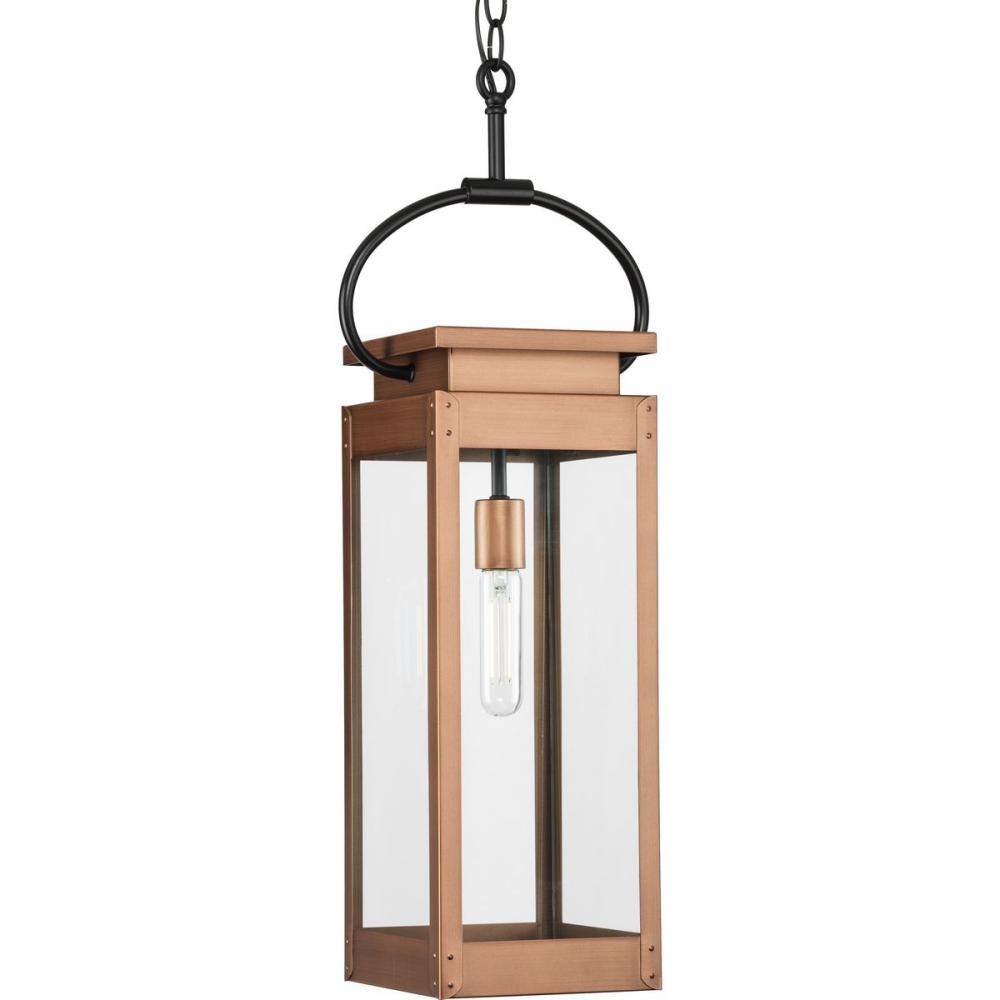 Union Square One-Light Antique Copper Urban Industrial Hanging Lantern