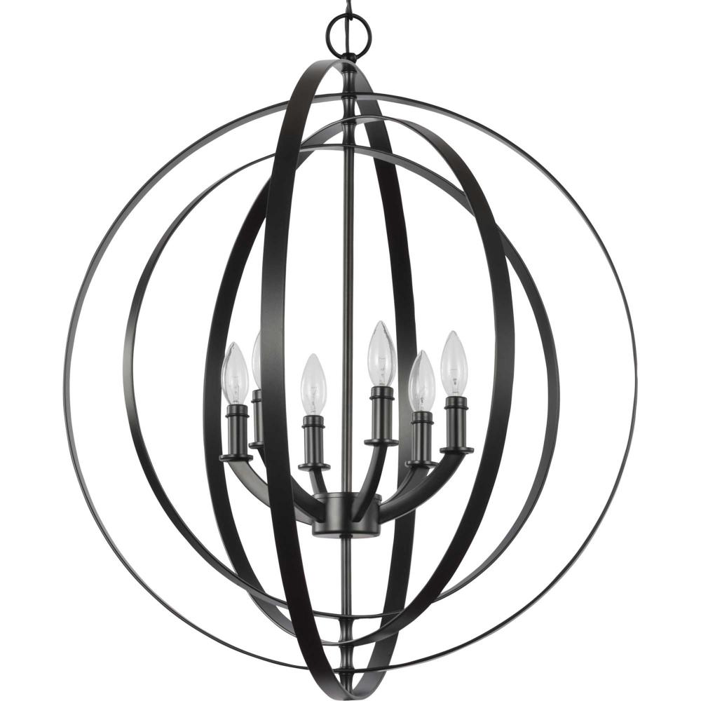 Equinox Collection Six-Light Matte Black New Traditional Sphere Pendant Light