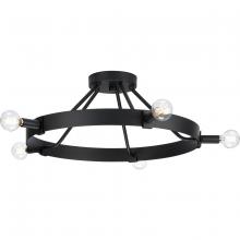 Progress P350240-31M - Breckenridge Collection Five-Light Matte Black Rustic Farmhouse Semi-Flush Mount