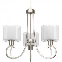 Progress P4695-09 - Invite Collection Three-Light Brushed Nickel White Silk Mylar Shade New Traditional Chandelier Light