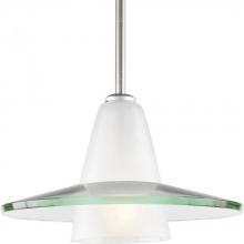 Progress P5011-09 - Modern Pendant One-Light Brushed Nickel Clear and Etched Glass Mini-Pendant Light