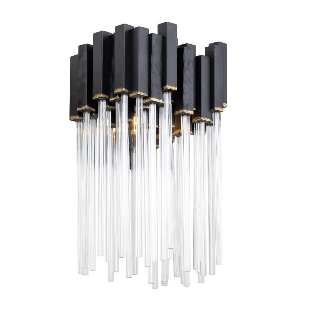 Matrix 1-Lt Sconce - Matte Black/French Gold