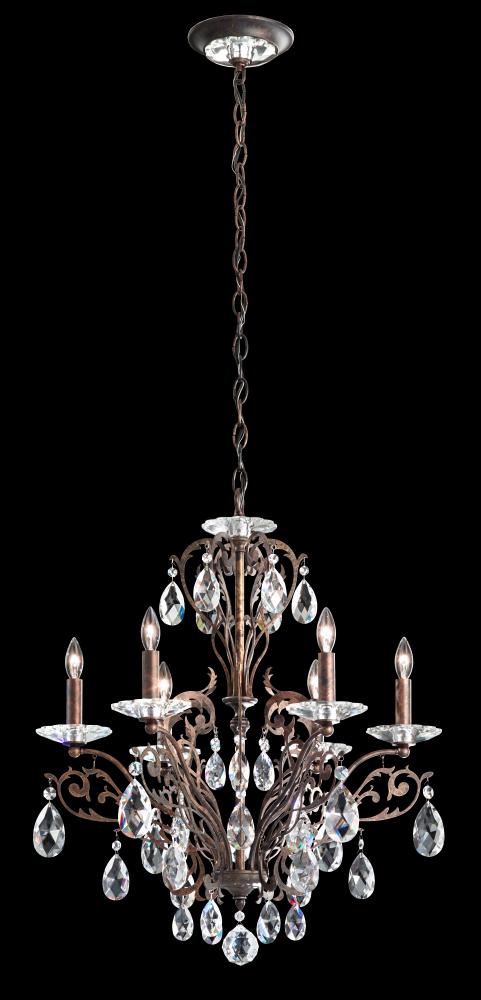 Filigrae 6 Light 120V Chandelier in Antique Silver with Heritage Handcut Crystal