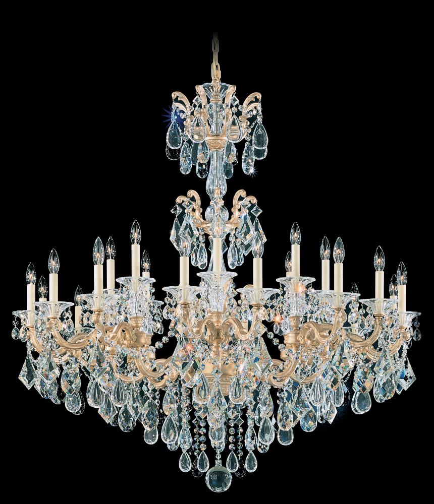 La Scala 24 Light 120V Chandelier in Parchment Gold with Heritage Handcut Crystal