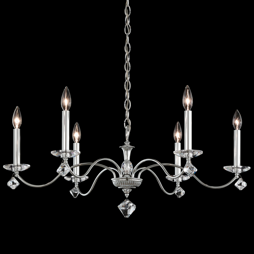 Modique 6 Light 120V Chandelier in Polished Silver with Heritage Handcut Crystal