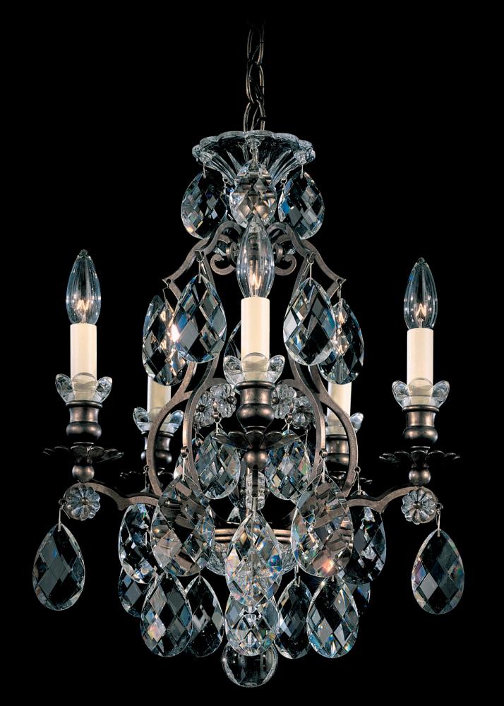 Renaissance 5 Light 120V Chandelier in Black with Heritage Handcut Crystal