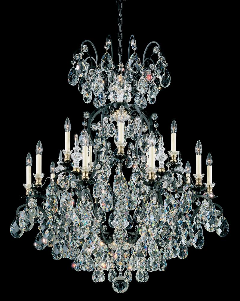 Renaissance 16 Light 120V Chandelier in Antique Silver with Heritage Handcut Crystal