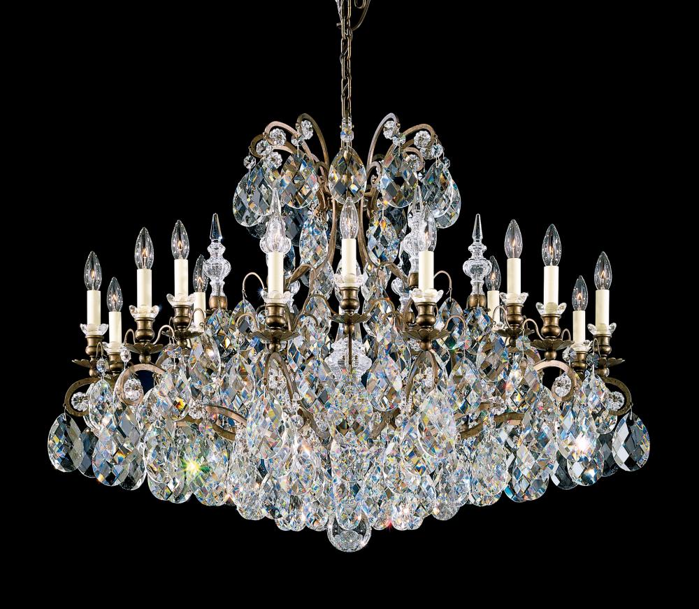 Renaissance 19 Light 120V Chandelier in Black with Heritage Handcut Crystal