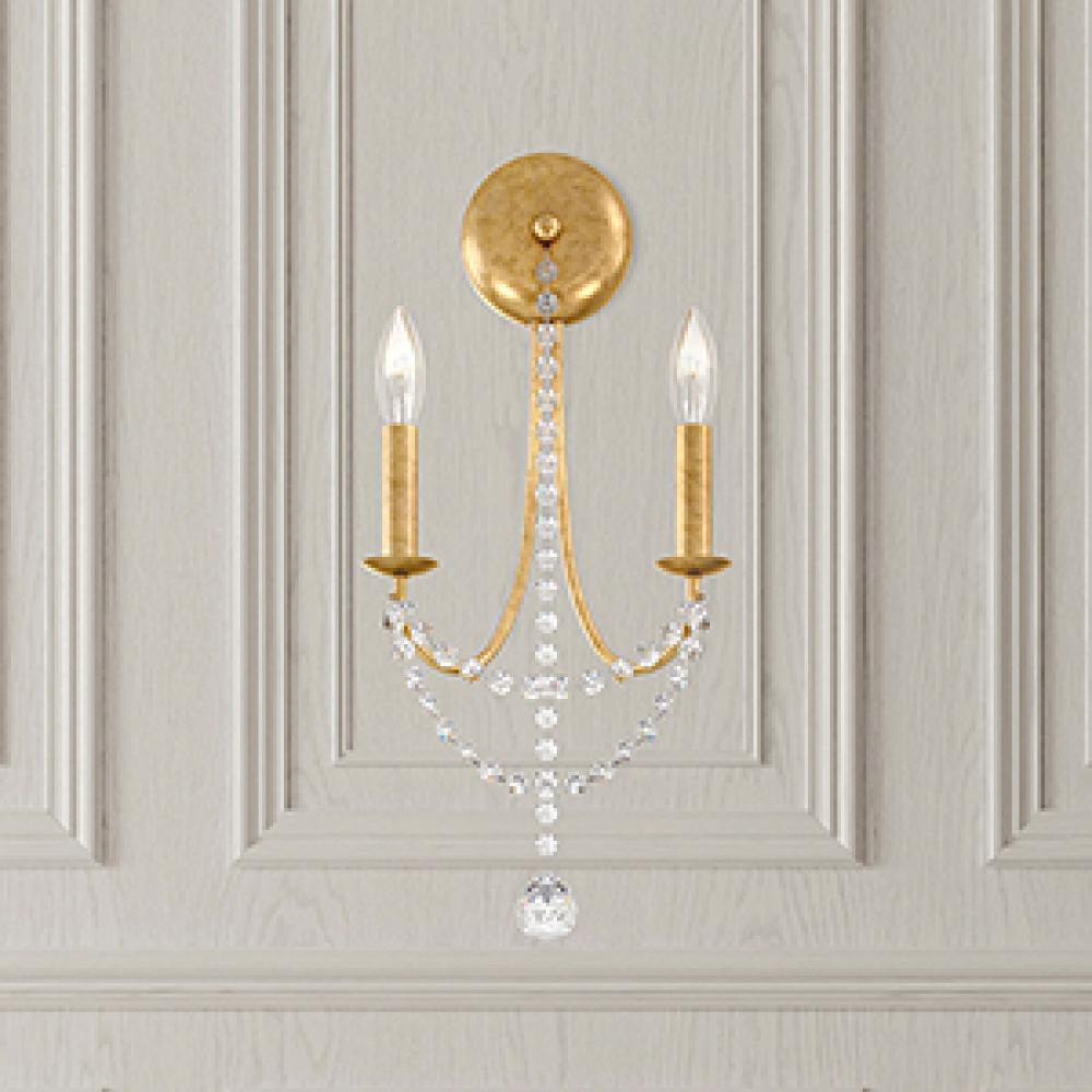 Verdana 2 Light Wall Sconce In Heirloom Bronze With Clear Heritage Crystal