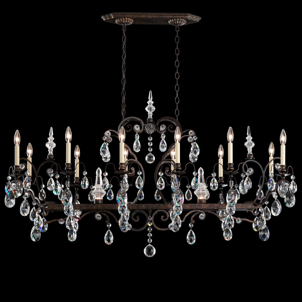 Renaissance 14 Light 120V Chandelier in Antique Silver with Heritage Handcut Crystal