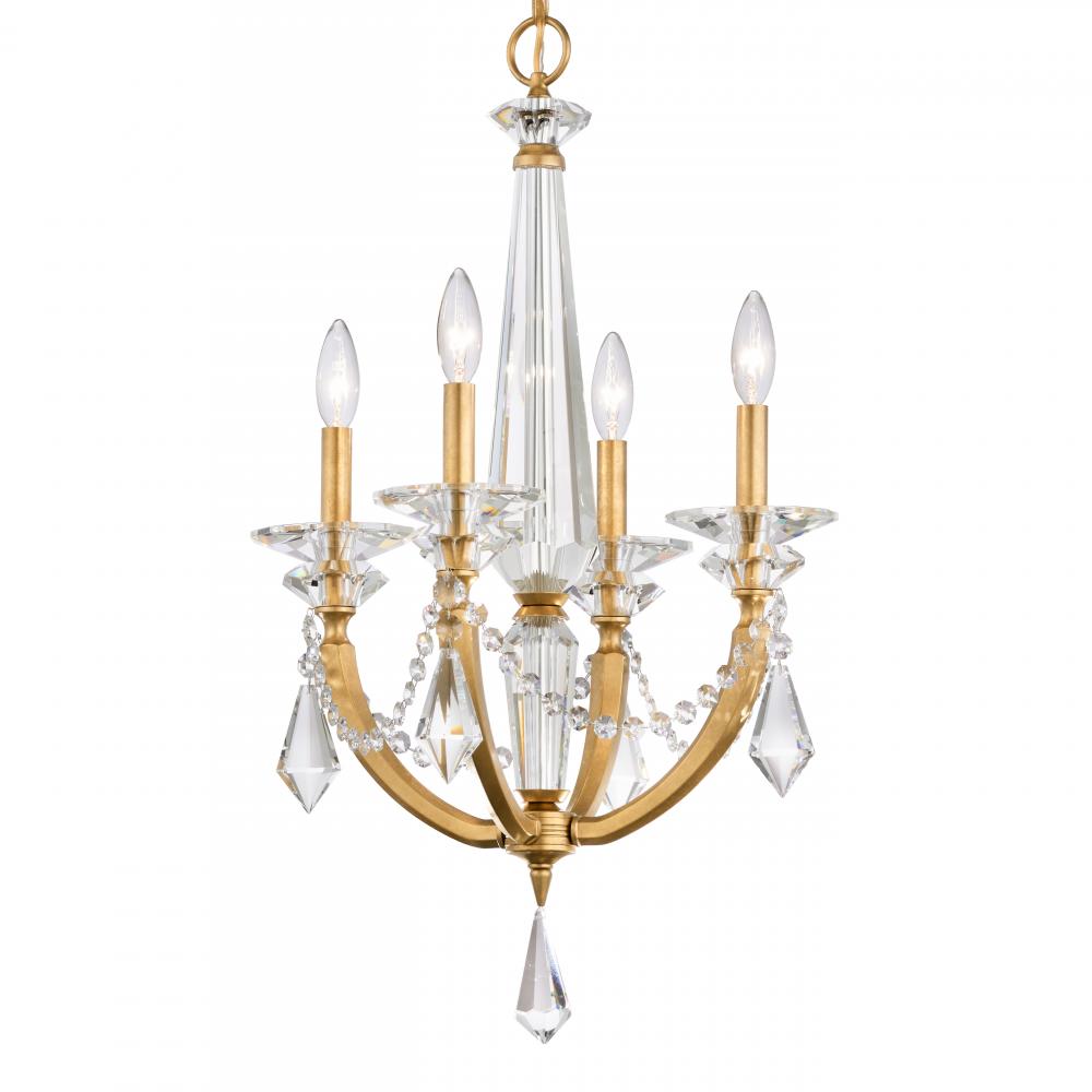 Verona 4 Light 120V Chandelier in Heirloom Gold with Radiance Crystal