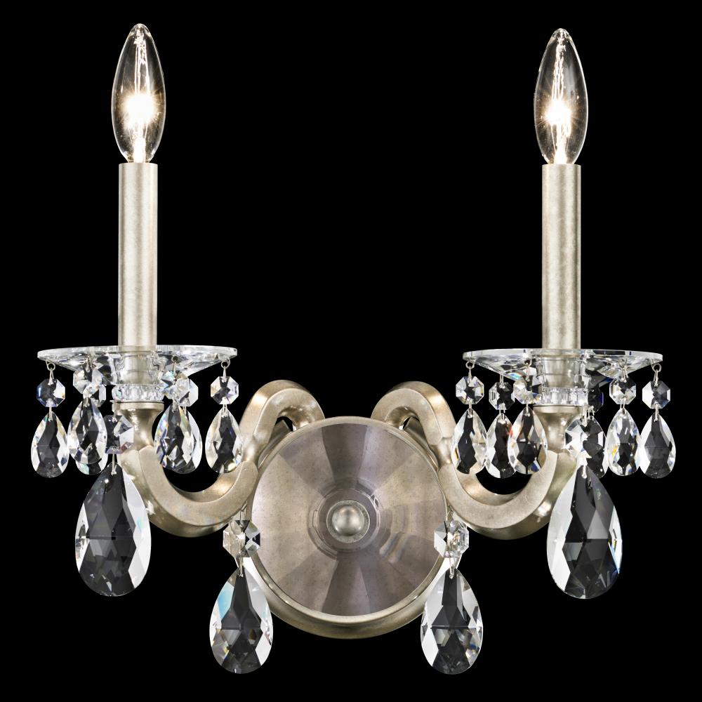 San Marco 2 Light 120V Wall Sconce in Etruscan Gold with Radiance Crystal