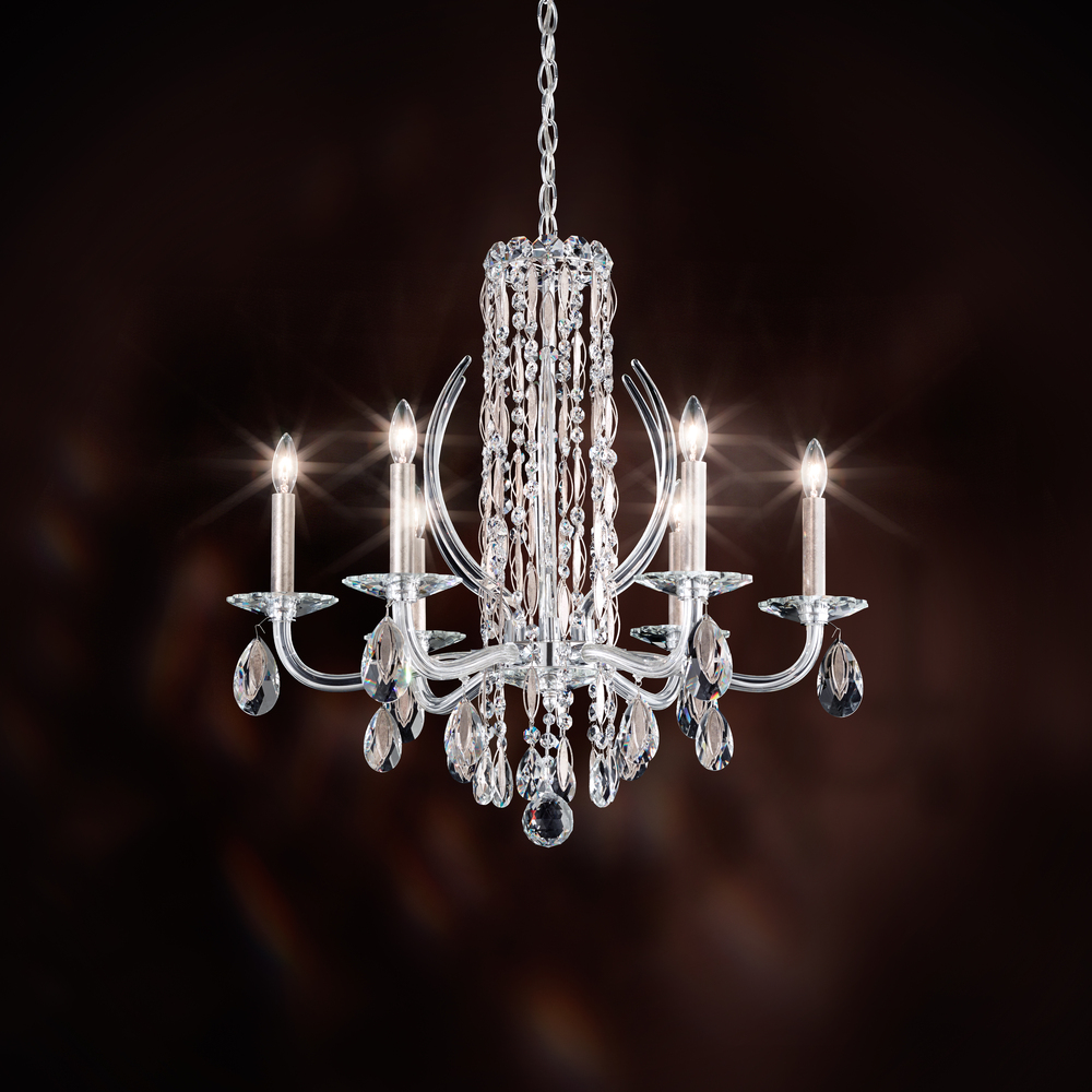 Siena 6 Light 120V Chandelier in Antique Silver with Heritage Handcut Crystal