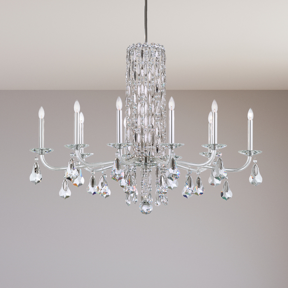 Siena 10 Light 120V Chandelier in White with Radiance Crystal