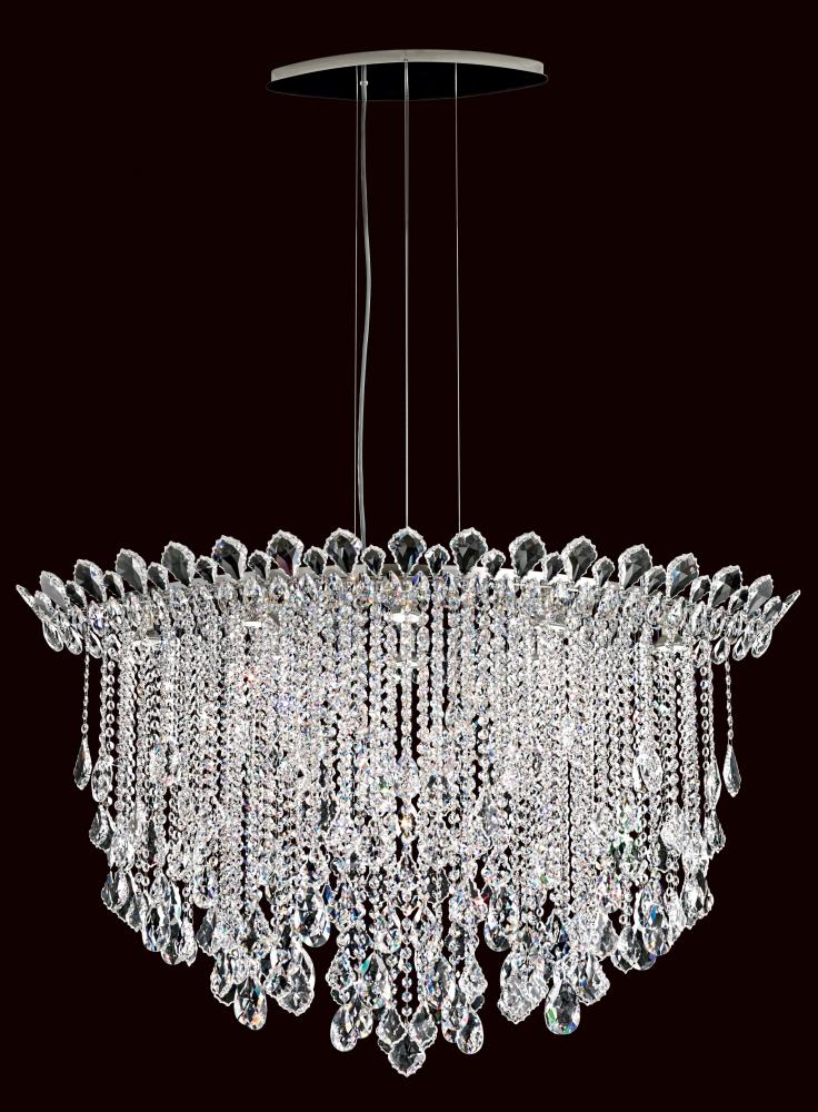 Trilliane Strands 8 Light 120V Pendant in Polished Stainless Steel with Radiance Crystal