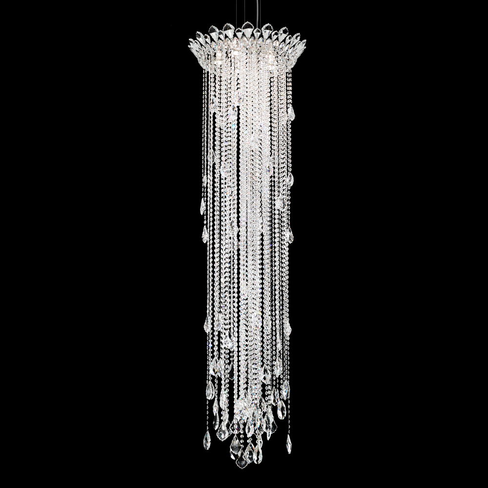 Trilliane Strands 5 Light 120V Pendant in Polished Stainless Steel with Radiance Crystal