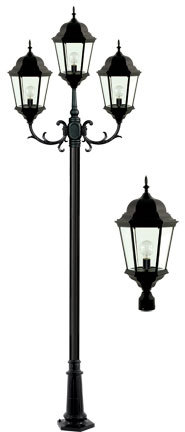 3 LIGHT POST TOP FIX W/ CLEAR GLASS LED 30W 120V