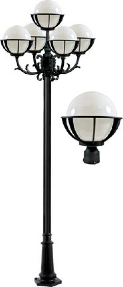 CAST ALUM 10" GLOBE POST LIGHT FIX 5 X INCAND 120V