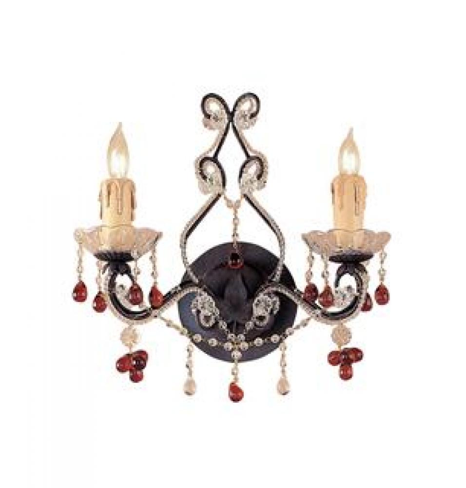 Crystorama Paris Market 2 Light Amber Crystal Rust Sconce