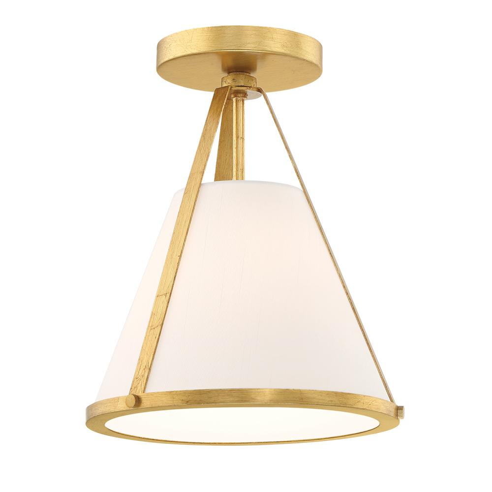 Fulton 1 Light Antique Gold Semi Flush Mount