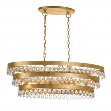 Crystorama 6107-GA - Perla 6 Light Antique Gold Linear Chandelier