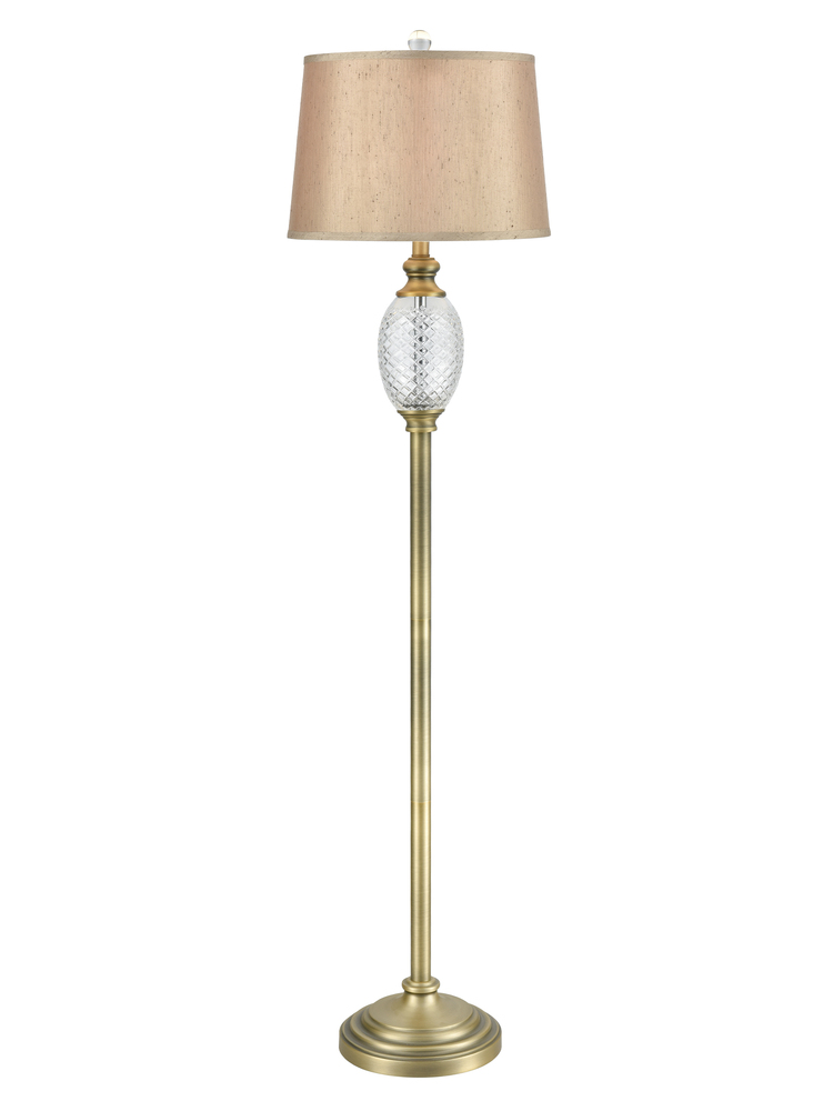 Brass Pineapple 24% Lead Hand Cut Crystal Floor Lamp