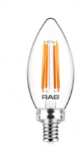 RAB Lighting B11-3-E12-927-F-C - DECORATIVE 300 LUMENS B11 3W BASE E12 90CRI 2700K FILAMENT CLEAR