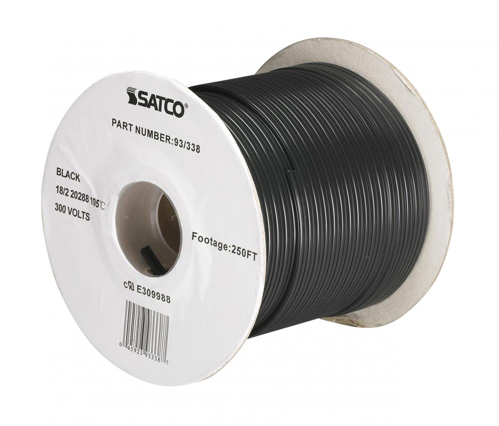 Lamp And Lighting Bulk Wire; 18/2 SPT-1.5 105C; 250 Foot/Spool; Black