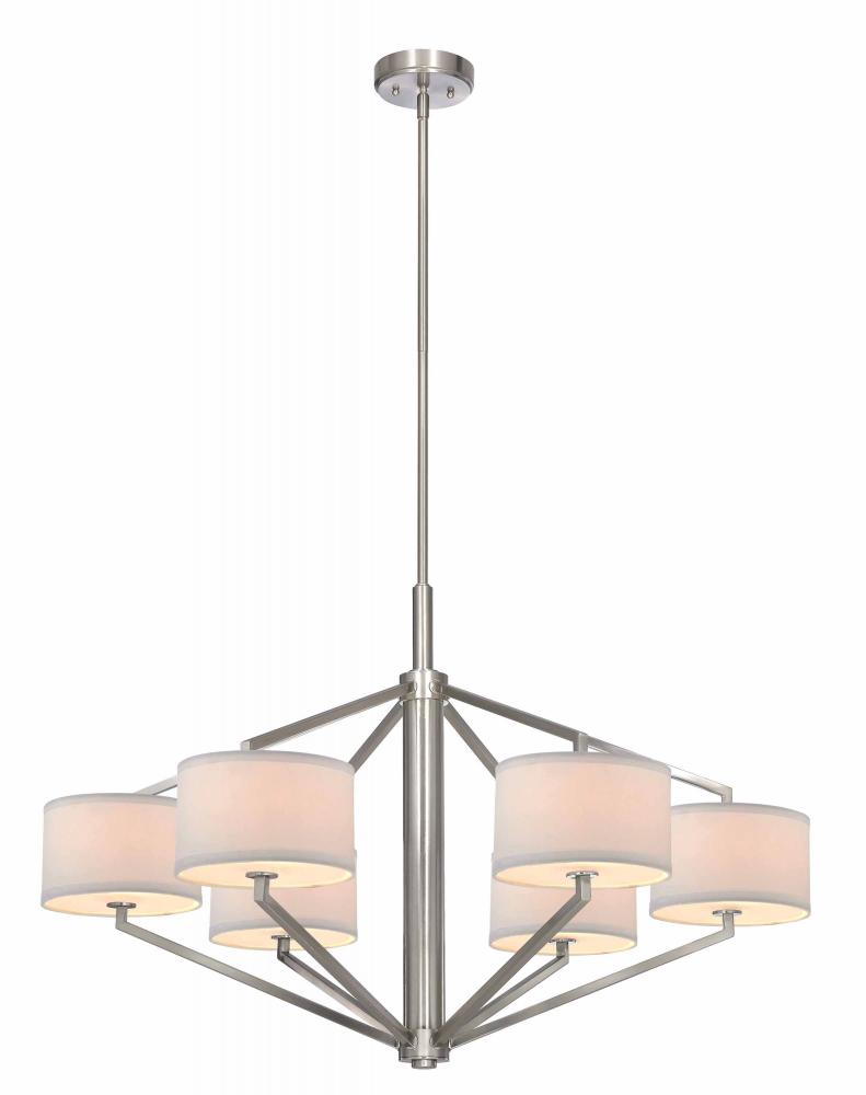 Monaco 6Lt Large Chandelier Satin Nickel