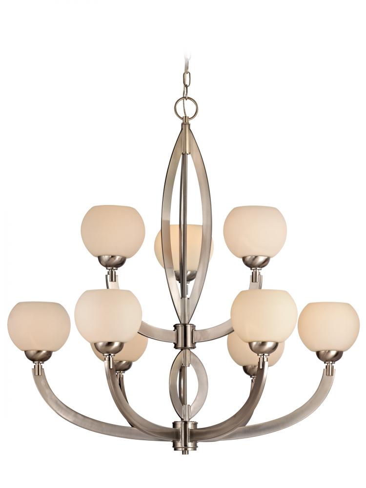 Odyssey 9Lt 2 Tier Chandelier Satin Nickel