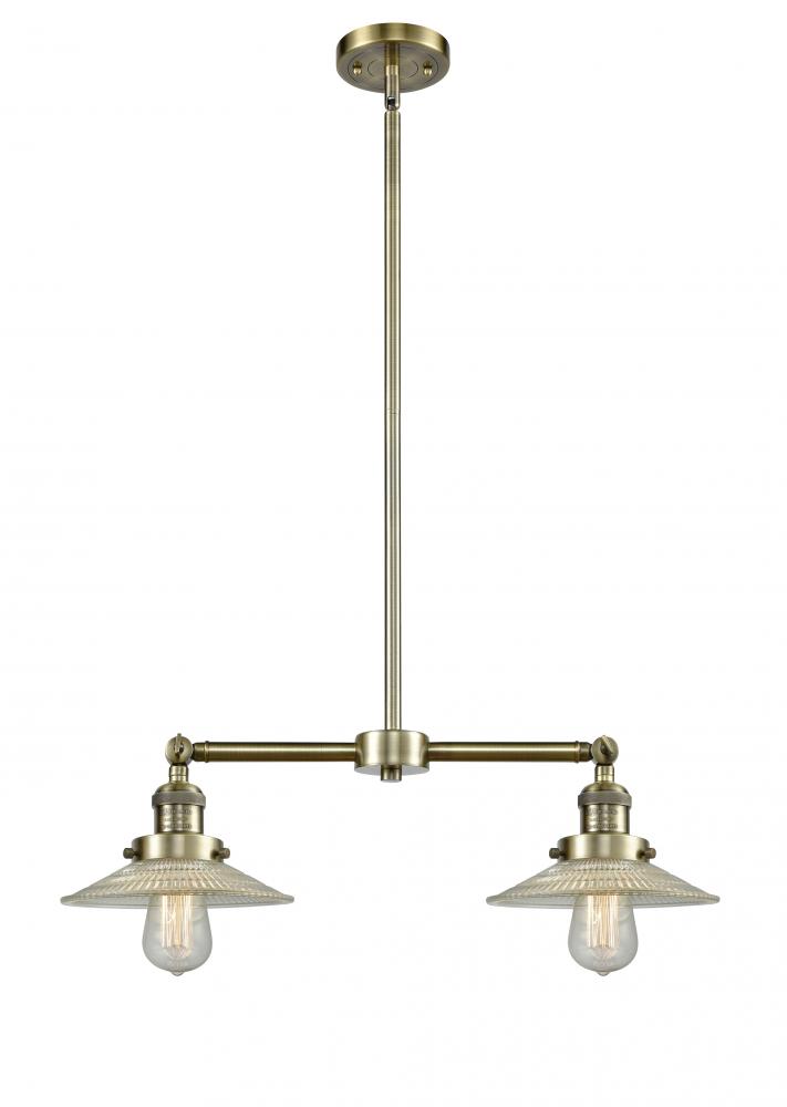 Halophane - 2 Light - 21 inch - Antique Brass - Stem Hung - Island Light