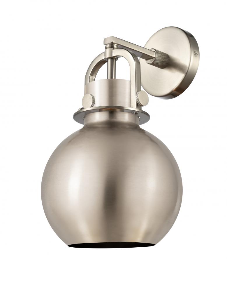 Newton Sphere - 1 Light - 8 inch - Satin Nickel - Sconce