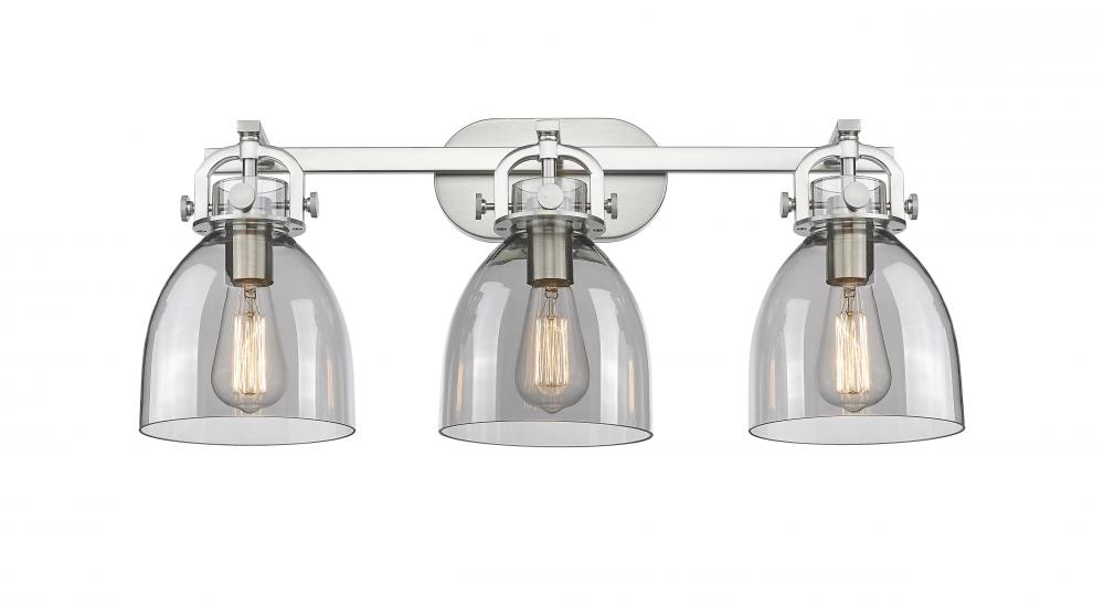 Newton Bell - 3 Light - 27 inch - Satin Nickel - Bath Vanity Light