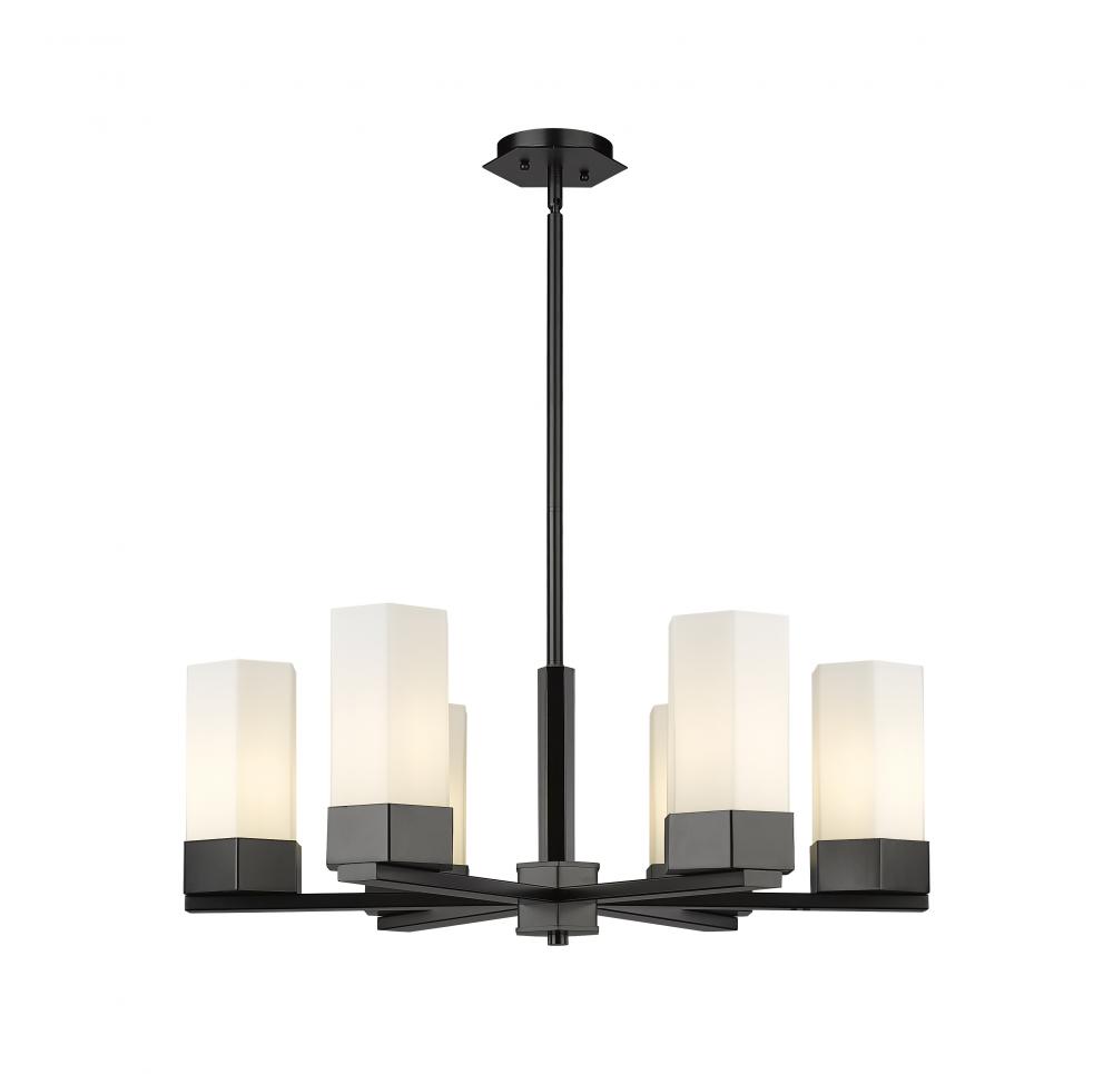 Claverack - 6 Light - 28 inch - Matte Black - Chandelier