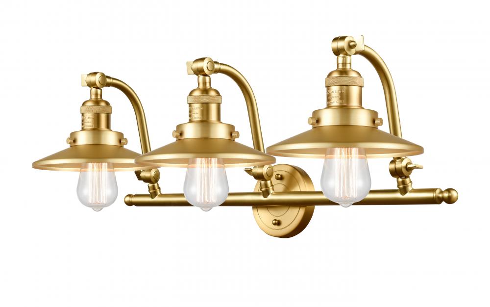 Railroad - 3 Light - 28 inch - Satin Gold - Bath Vanity Light