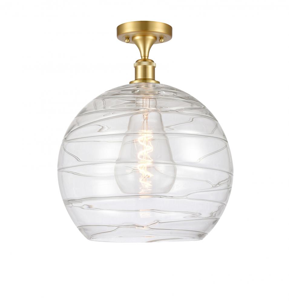 Athens Deco Swirl - 1 Light - 14 inch - Satin Gold - Semi-Flush Mount