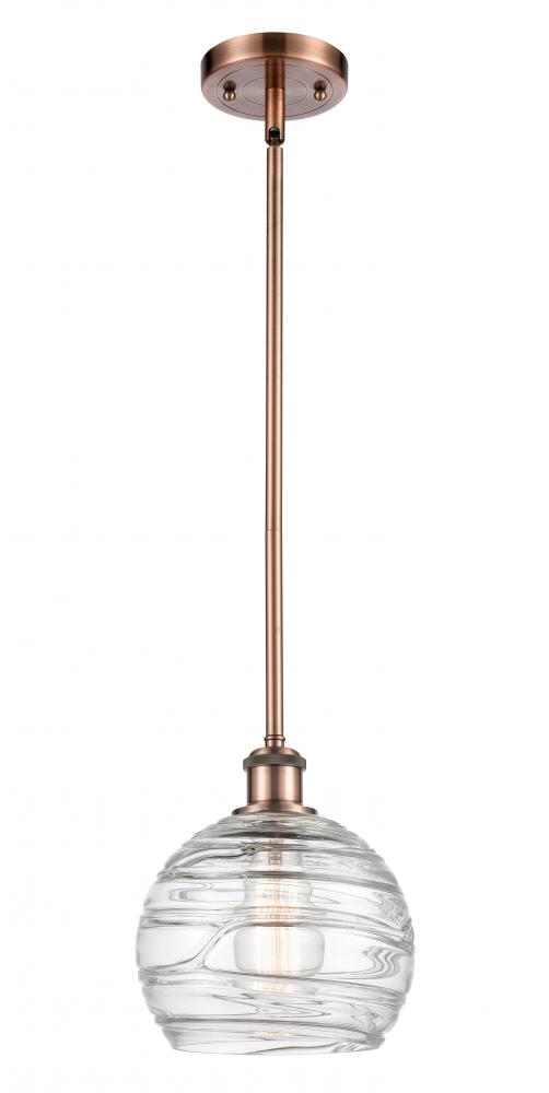 Athens Deco Swirl - 1 Light - 8 inch - Antique Copper - Mini Pendant