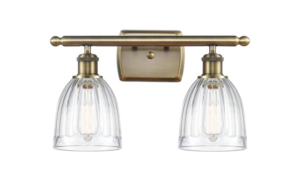 Brookfield - 2 Light - 16 inch - Antique Brass - Bath Vanity Light