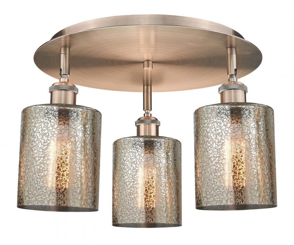 Cobbleskill - 3 Light - 17 inch - Antique Copper - Flush Mount