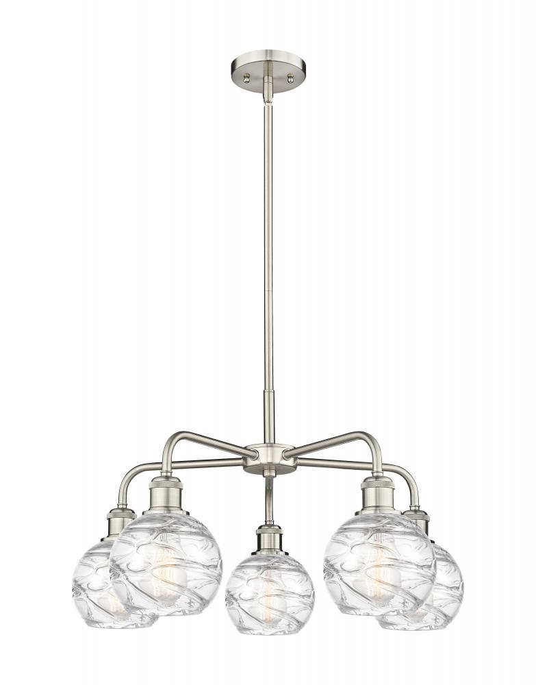 Athens Deco Swirl - 5 Light - 24 inch - Satin Nickel - Chandelier